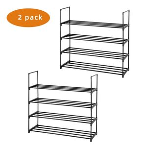 Scarpiera in MDF di legno, set da 2, a 4 livelli, per camera da letto, ingresso, armadio - Colore grigio - Product Image 4