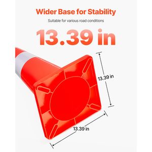 12 Coni Stradali in PVC Arancioni, Altezza 28 Pollici/73 cm, con 2 Collari Riflettenti e Base Appesantita, Coni di Sicurezza per Uso Stradale - Product Image 5