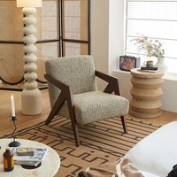 Fauteuil simple en bois massif rétro, style Wabi-sabi, design vintage, tissu en coton et lin, chaise de détente