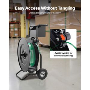 Carrello per Reggiatura Resistente per Bobine di Nastro PET/PP/Acciaio, Dispenser per Nastro da 8-16 Pollici, Attrezzato per Applicazioni di Imballaggio - Product Image 4