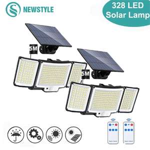 Lámpara Solar de Pared con 348 LED, Sensor de Movimiento, Control Remoto, Sistema de Hogar Inteligente, IP65 Impermeable para Exteriores - Product Image 3