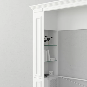 Lit Murphy pliable blanc, taille Queen, lit mural contemporain avec armoire de rangement, meubles de chambre à coucher - Product Image 2