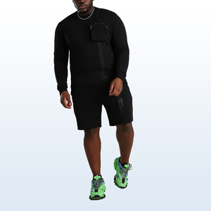 Custom Unisex American Solid Digital Printed <b>Short</b> <b>Sleeve</b> <b>Sweatshirt</b> and <b>Shorts</b> Set with Worsted Fabric Anti-Pilling - Product Image 6