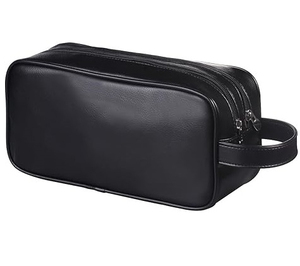 Top Sales Personalized Leather Men's Zipper Closure Small Wash Pouch Cosmetic for Bag - Product Image 1