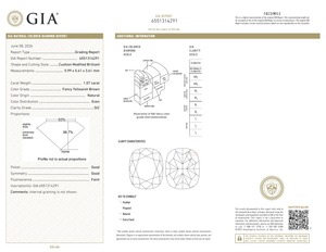 Diamante natural de corte brillante modificado, color marrón amarillento, 1.07 quilates, claridad Si1, certificado GIA, diamante suelto. - Product Image 2
