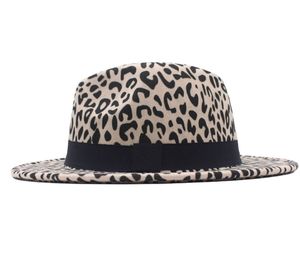 Leopard Printed Fashion Design <b>Hat</b> Felt Classic Jazz <b>Fedora</b> Cap With Wide Brim - Product Image 1
