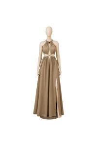 Halter Neck Maxi Dress for Women Cutout Waist Summer Beach Dress Backless Flowy Vacation Outfits Back Tie Side Slit Dress - Product Image 1