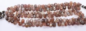 Perles de pierre de lune naturelle chocolatée facettées en forme de poire 8MM 12MM, perles de pierre de lune en vrac pour la fabrication de bijoux en gros - Product Image 5