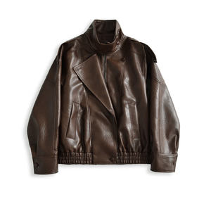 Hot Selling Silver PU Leather Women's Long-sleeve Leather Jacket <b>Stand</b> Collar Zipper Closure Regular Fit Autumn Wear 2026 - Product Image 4