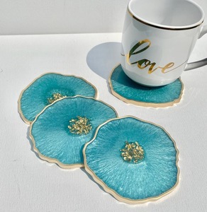 Beautiful <b>Marble</b> Resin Coaster <b>Set</b> with Art Deco Design Lightweight for Dining & <b>Coffee</b> <b>Tables</b> Party Decor by glowin fashion - Product Image 1