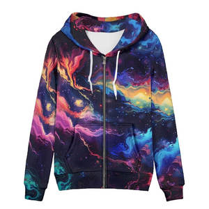 ZIP up HEAT-TRANSFER PRINTED 100% POLYESTER <b>LIGHTWEIGHT</b> SIMPLE FRONT UNISEX WINTER <b>HOODIES</b> - Product Image 1