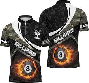 Uniforme Personalizado de Billar con Media Cremallera y Diseño de Bola 8 para Equipos - Product Image 3