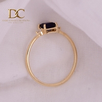 Anillo Étnico de Oro Sólido de 14 Quilates con Diamante Cultivado en Laboratorio y Zafiro Azul Real Cultivado en Laboratorio, Diseño Elegante, Joyería Fina para Mujer, Anillo de Boda