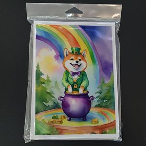 Whimsical Shiba Inu St Patrick's Day Greeting Cards Pack of 8 A7 Size <b>5x7</b> Blank Note Cards with <b>Envelopes</b> - Product Image 3
