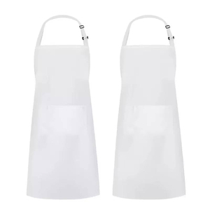 Delantal de Chef Unisex Premium de 240 GSM, 65% Poliéster, 35% Algodón, de Lona, Media Manga, Blanco, con Correa Ajustable para el Cuello y Bolsillo Frontal, Personalizable - Product Image 1