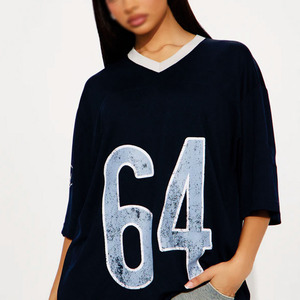 T-shirts de football américain surdimensionnés à imprimé chiffres vieillis de qualité supérieure, unisexe, respirants, en polyester, style streetwear - Product Image 5