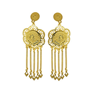 Conjunto de Joyería Larga Chapada en Oro de 14K, 18K, 24K al por Mayor, Estilo Tradicional de Dubái, Conjunto de Moda de Oro de Oriente Medio, Diseño Turco para Novias - Product Image 4