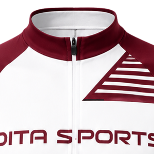Maillot de cyclisme blanc bordeaux à manches courtes, fermeture éclair intégrale, séchage rapide, respirant, pour vélo de route, entraînement de performance, vêtements de sport - Product Image 5