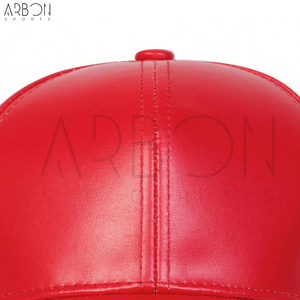 Casquettes de sport ajustables classiques en cuir PU rouge élégantes, résistantes à l'eau et durables, vente en gros 2026 - Product Image 4