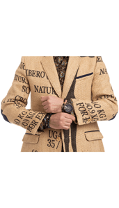 Blazer homme en toile de jute bleu motif crâne, style streetwear, éco-responsable, sur mesure, cadeau pour lui - Product Image 4