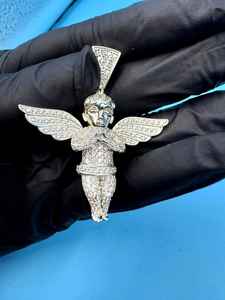 Pendentif ange priant Jésus en argent 925, moissanite VVS, style hip-hop, passe le test du diamant, pendentif religieux pour femmes et hommes - Product Image 6