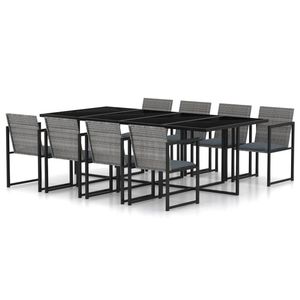 Outdoor Dining Set <b>Grey</b> 8 Seater Rattan Steel <b>Frame</b> Garden Furniture Contemporary Design Weather Resistant - Product Image 1