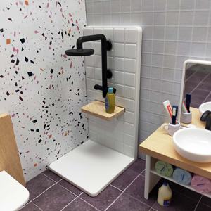 Accesorios para casa de muñecas en miniatura 1:12, juego de bañera, inodoro, ducha y lavabo para decoración de escenas de baño en miniatura. - Product Image 4