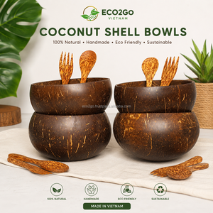 Bols en coquille de noix de coco naturelle écologiques, faits à la main, réutilisables, végétaliens, pour salades et smoothies - Product Image 1