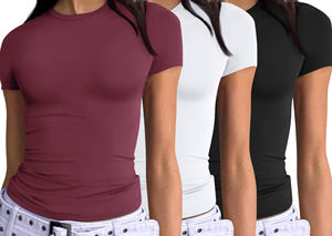 T-shirt en coton pour femmes, décontracté, doux, respirant, manches courtes, mode estivale, haut uni en coton, logo personnalisé - Product Image 2