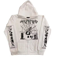 Sudadera con Capucha Unisex Personalizada OEM, 100% Algodón, Estilo Urbano, Invierno, Lavada, con Bordado 3D en Relieve de Spider-Man, 350g