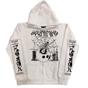 Sudadera con capucha unisex personalizada OEM con cremallera, 100% algodón French Terry, estilo urbano, técnicas de lavado invernal, bordado 3D de Spider-Man - Product Image 2