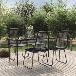 Conjunto de Comedor de Jardín de Ratán PE Negro Resistente, Diseño Estándar - Product Image 1