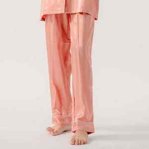 Pijamas de Seda y Satén Transpirables Personalizadas para Mujer, Conjunto de 2 Piezas de Manga Larga, Ropa de Dormir de Alta Calidad con Cuello Camisero para Mujer - Product Image 3