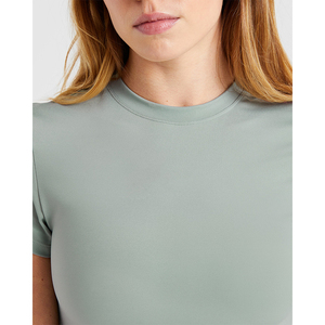Camiseta de Punto de Manga Corta con Cuello Redondo para Mujer, Color Sólido, Transpirable, Deportiva, para Todas las Temporadas, Corte Regular - Product Image 4