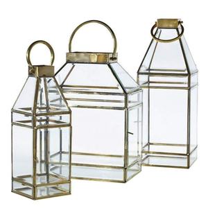 Rectangular Metal Lantern Set Black Glass Hurricane <b>Candle</b> Holder Home Decoration Durable - Product Image 2