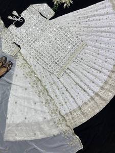 Readymade Traditionnel Ethnique Indien Pakistanais Kurti & Dupatta Ensemble, Georgette Avec Sequin Broderie Travail Pleine Couture Partie - Product Image 4