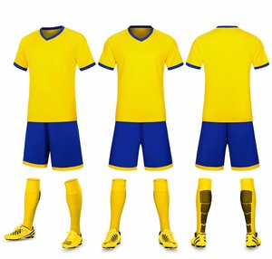 Custom Blue <b>Soccer</b> Uniform Kit Men's V-Neck Short Sleeve 100% Polyester Moisture Wicking All Seasons Team Wear - Product Image 5