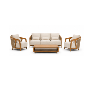 Ensemble de canapés d'extérieur de luxe en teck massif, mobilier de jardin et de terrasse, fauteuil en corde, table basse, mobilier pour villas, complexes hôteliers et hôtels - Product Image 5