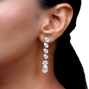 Fabricante de Joyería Fina, Pendientes de Diamantes Creados en Laboratorio, Oro Sólido de 18K, Diamantes en Forma de Pera y Marquesa, Joyería Nupcial para Bodas - Product Image 5