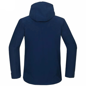 Veste softshell à capuche pour homme, coupe-vent, imperméable, doublée de polaire, pour la randonnée en plein air, bleu marine, bleu royal, logo personnalisé OEM - Product Image 2