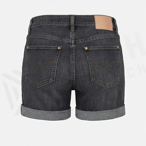 Pantalones cortos de mezclilla casuales para mujer, estilo urbano de verano, con cordones y aberturas, color personalizado, ropa transpirable - Product Image 2