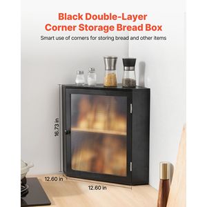 Double Layer Large Capacity Bamboo Bread <b>Storage</b> Container <b>Corner</b> Kitchen Counter Farmhouse Wooden Breadbox - Product Image 2