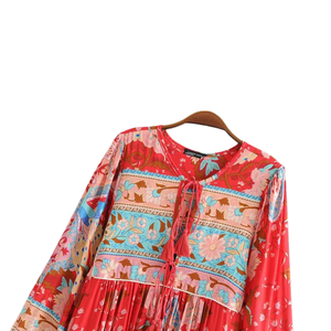 Vestido midi elegante estampado para mujer, vestido de playa para vacaciones - Product Image 1