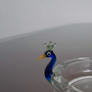 Handmade Glass <b>Ashtray</b> | Peacock Design | Portable Round Contemporary <b>for</b> Hotel Restaurant Home & <b>Car</b> Use | Tiny Glass World - Product Image 2
