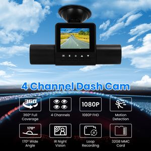 Dash Cam a 4 Canali con Visione a 360 Gradi, FHD 1080P Anteriore e 480P Posteriore, Visione Notturna IR Sinistra e Destra con Registrazione in Loop - Product Image 2