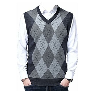 Men's <b>Argyle</b> Knitted Sleeveless V-Neck Pullover <b>Sweater</b> <b>Vest</b> Regular Fit Casual Autumn Wear Best Quality New Streetwear Style - Product Image 5