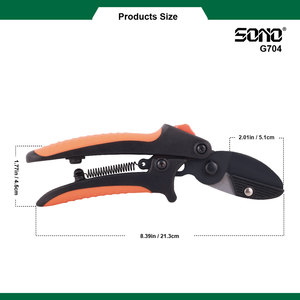 กรรไกรตัดแต่งกิ่งแบบพกพา SONO G704 สำหรับงานอุตสาหกรรม DIY OEM ด้ามจับพลาสติกนุ่มกันลื่น TPR ใบมีดเหล็กกล้าคาร์บอนเคลือบ PTFE - Product Image 4