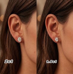 925 Sterling <b>Silver</b> Oval Moissanite <b>Stud</b> Earrings VVS Diamond Solitaire Earrings Classic Minimalist Unisex Jewelry - Product Image 6