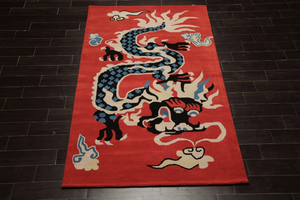 Abstract Pattern Eco-Friendly Anti-Slip Medium Pile Area Rug Rectangle <b>Red</b> <b>Wool</b> Hand Tufted Soft Handmade Living Room Office - Product Image 3