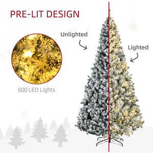 Albero di Natale Artificiale Preilluminato 1868 Snow-Flocked con 600 Luci LED Bianche Calde, Alto 2,7 m, Decorazione Natalizia con Funzione di Apertura Automatica - Product Image 4